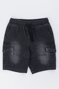 Black Denim Cargo Shorts