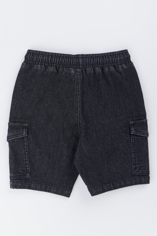Black Denim Cargo Shorts (2)