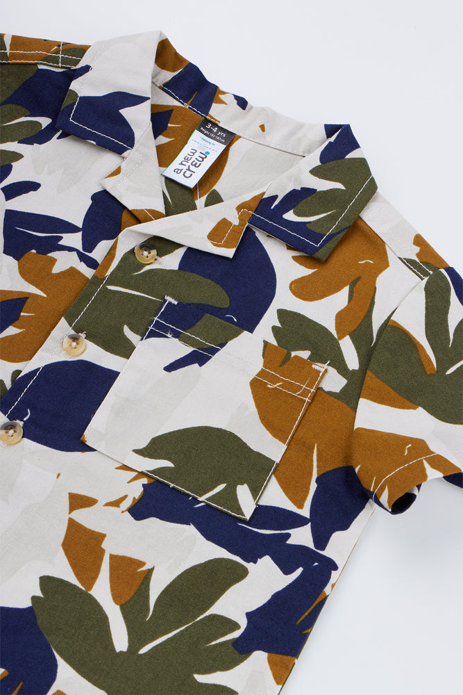 Stone Leaf Print Cotton Shirt (1)