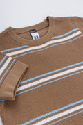 Taupe Striped Knit Crew Neck Top (1)