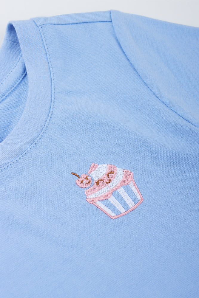 Blue Cupcake Embroidered T-Shirt (1)