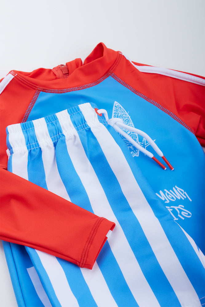 Blue Surf Rash Shorts & Vest Set (1)