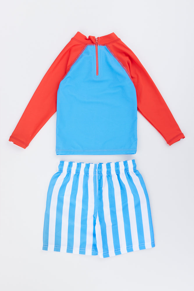 Blue Surf Rash Shorts & Vest Set (2)