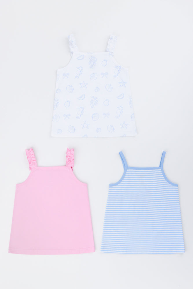 3 Pack Seahorse Print Vest