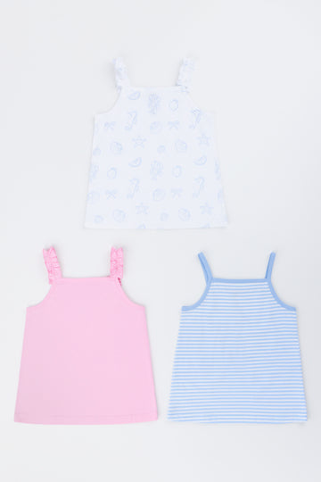 3 Pack Seahorse Print Vest