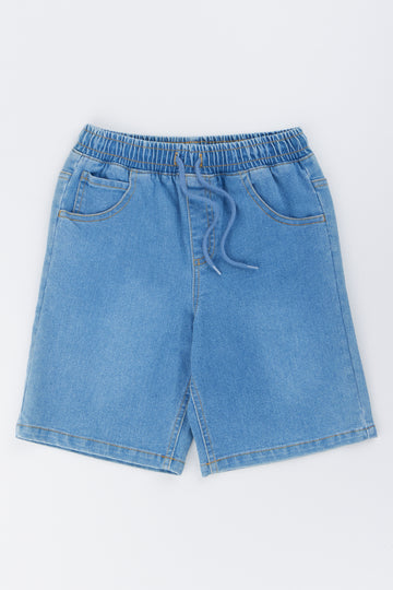 Light Blue Denim Pull On Shorts