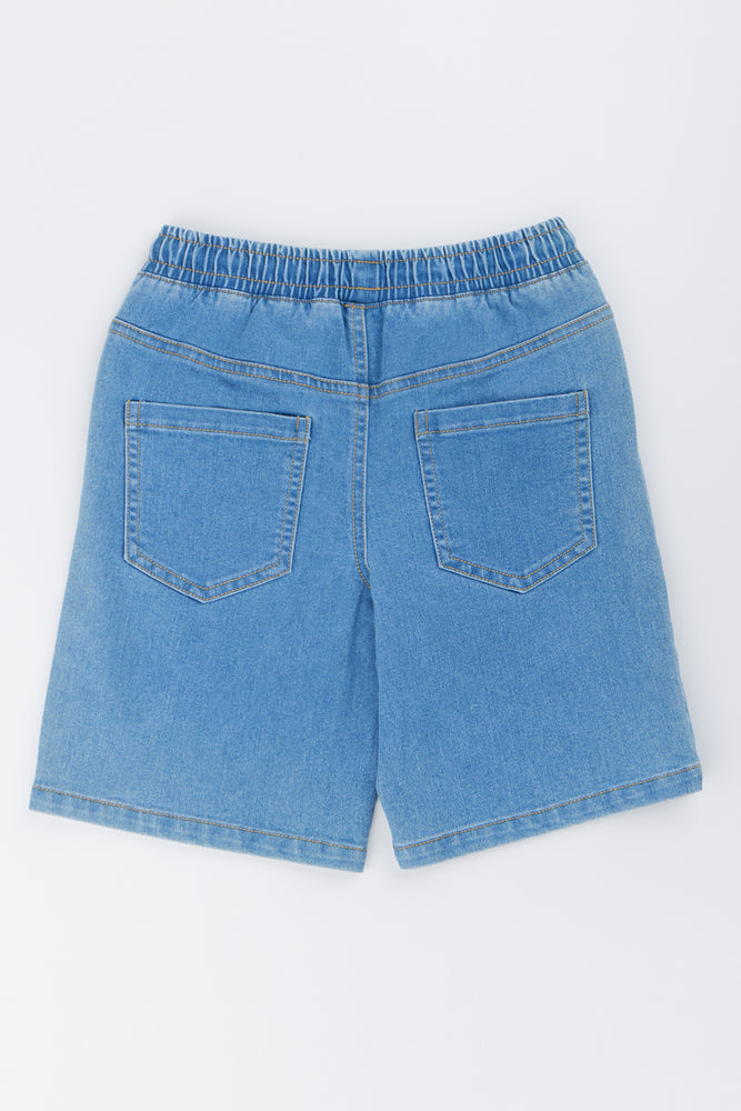 Light Blue Denim Pull On Shorts (2)