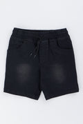 Black Pull On Denim Shorts