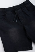 Black Pull On Denim Shorts (1)