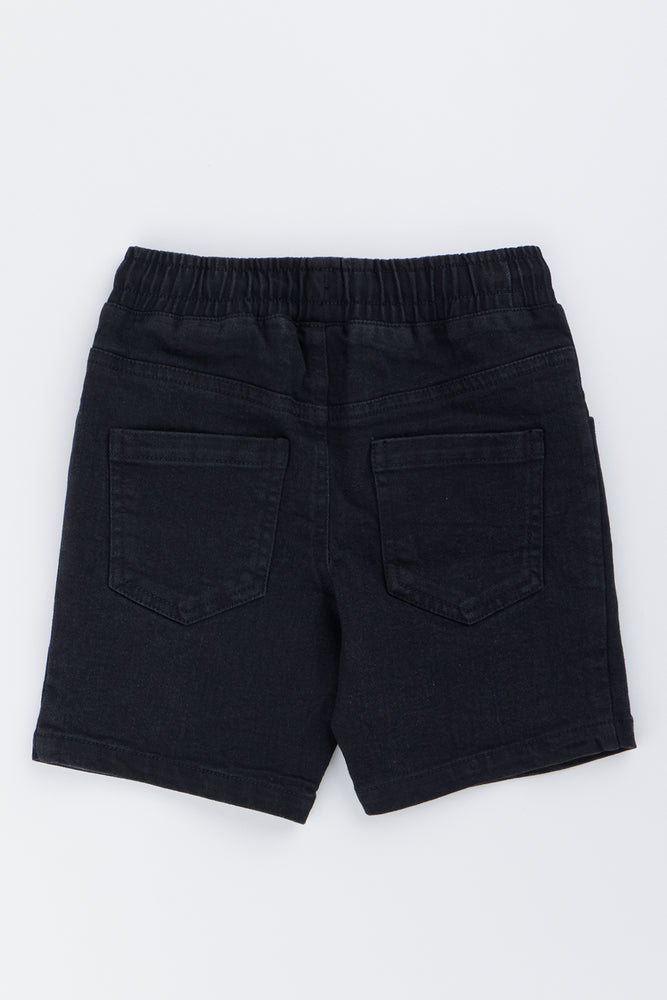 Black Pull On Denim Shorts (2)