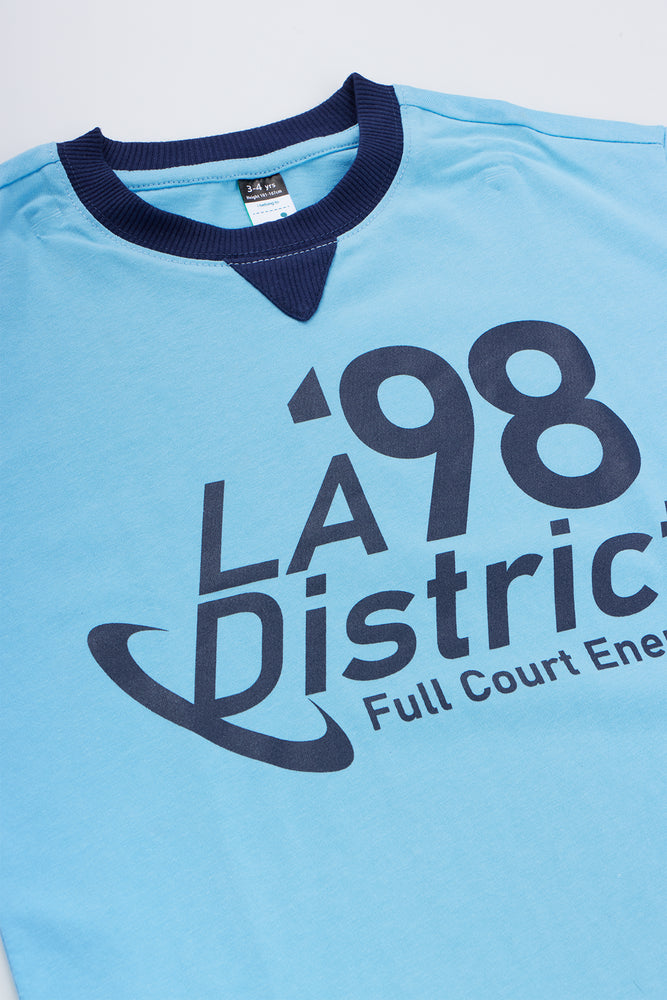 Blue Short Sleeve Graphic T-Shirt (1)