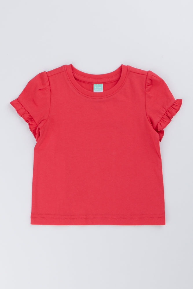 Red Frill Sleeve T-Shirt