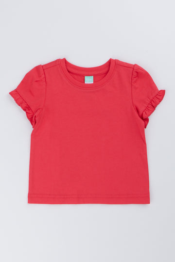 Red Frill Sleeve T-Shirt