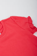 Red Frill Sleeve T-Shirt (1)