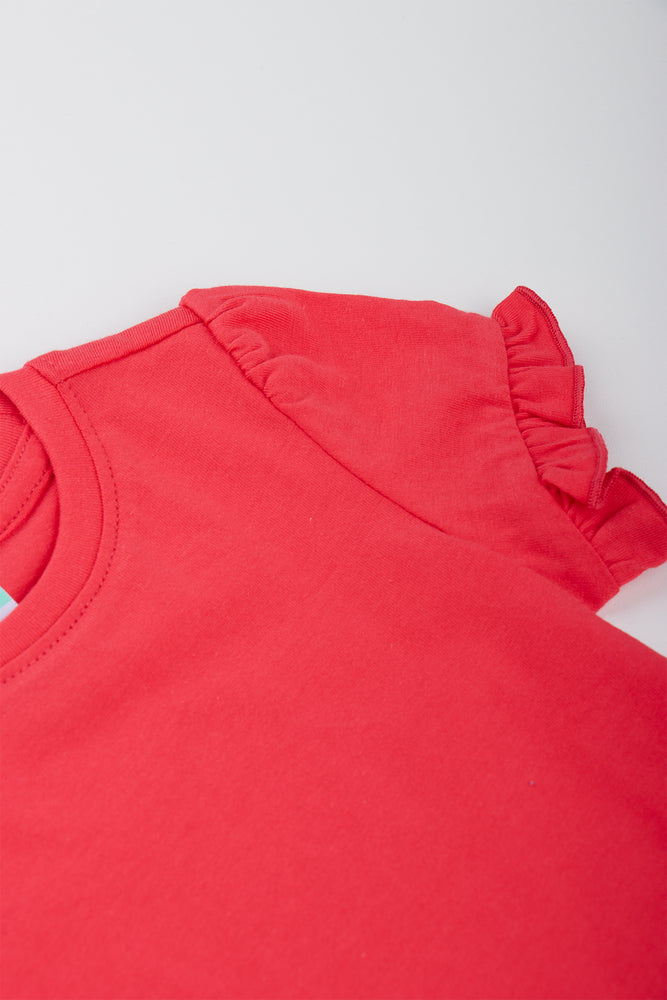 Red Frill Sleeve T-Shirt (1)