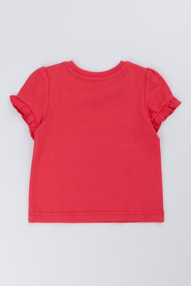 Red Frill Sleeve T-Shirt (2)