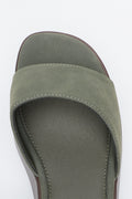Olive Green Wood Look Wedge Sandal (4)