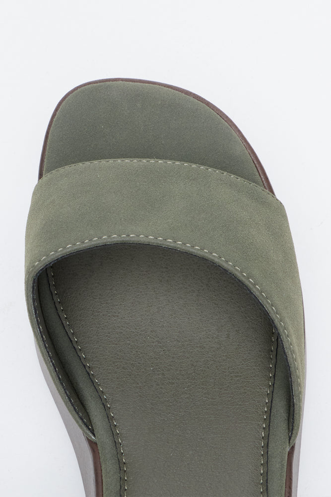 Olive Green Wood Look Wedge Sandal (4)