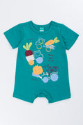 Teal Farm Graphic Baby Romper