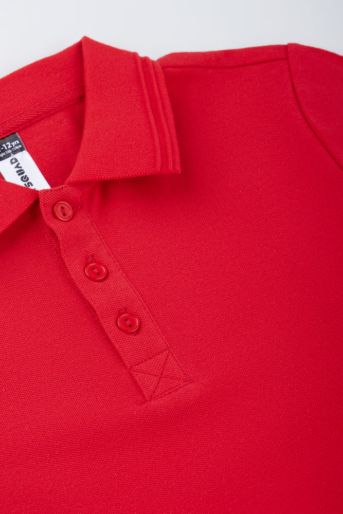 Red Short Sleeve Cotton Golfer (1)
