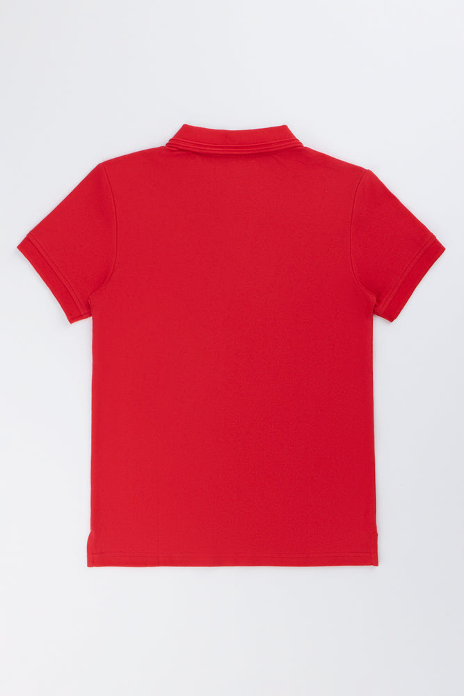 Red Short Sleeve Cotton Golfer (2)