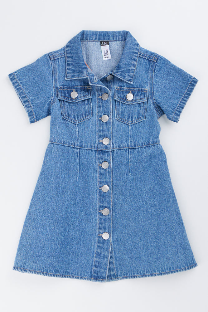 Mid Wash Denim Shirt Dress