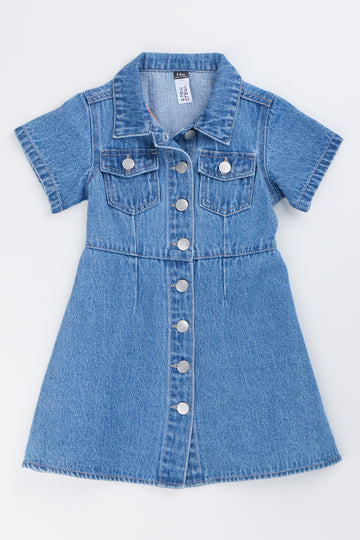 Mid Wash Denim Shirt Dress