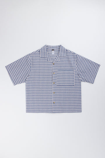 Blue Checkered Boxy Short Sleeve Shirt