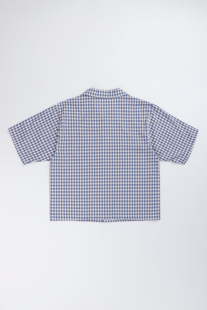 Blue Checkered Boxy Short Sleeve Shirt (2)