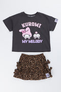 Kuromi My Melody Leopard Skirt Set