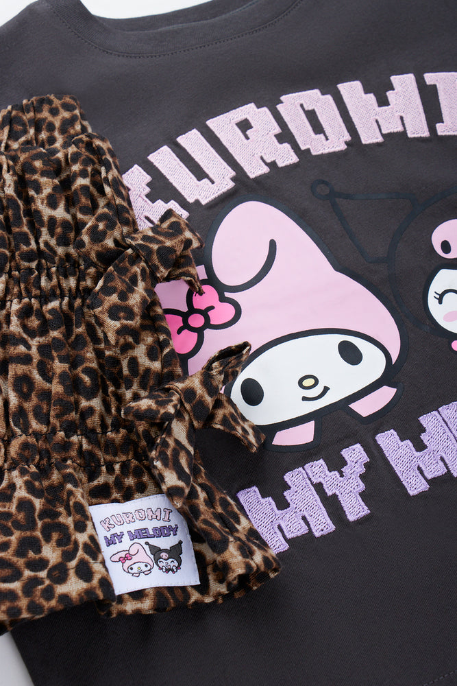 Kuromi My Melody Leopard Skirt Set (1)