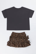 Kuromi My Melody Leopard Skirt Set (2)