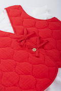 Red Quilted Gilet Denim Skirt (2)