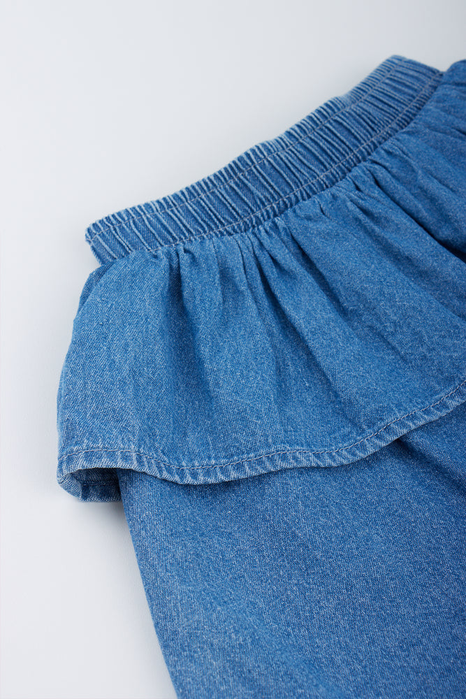 Red Quilted Gilet Denim Skirt (3)