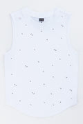 White Embellished Sleeveless Vest