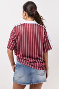 Burgundy Striped Soccer T-Shirt (2)