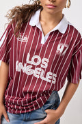 Burgundy Striped Soccer T-Shirt (3)