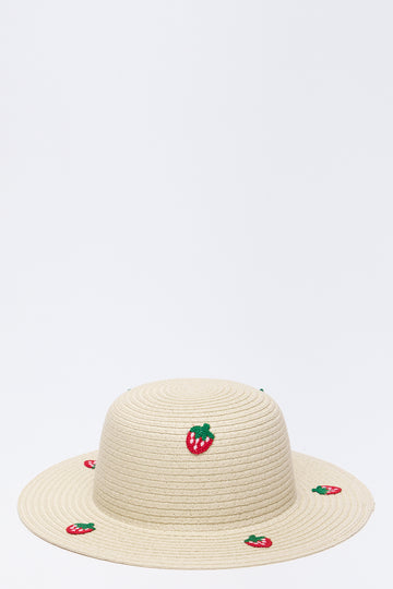Strawberry Print Straw Hat