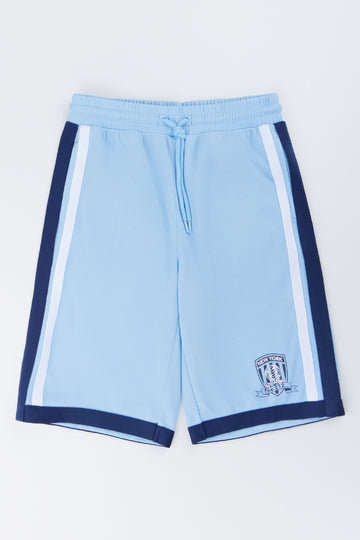 Blue Birdseye Sporty Shorts