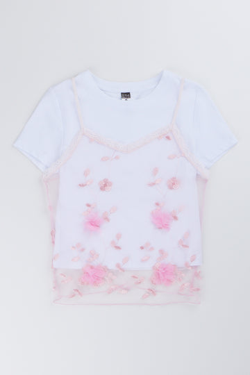 Floral Embroidered Layered Top