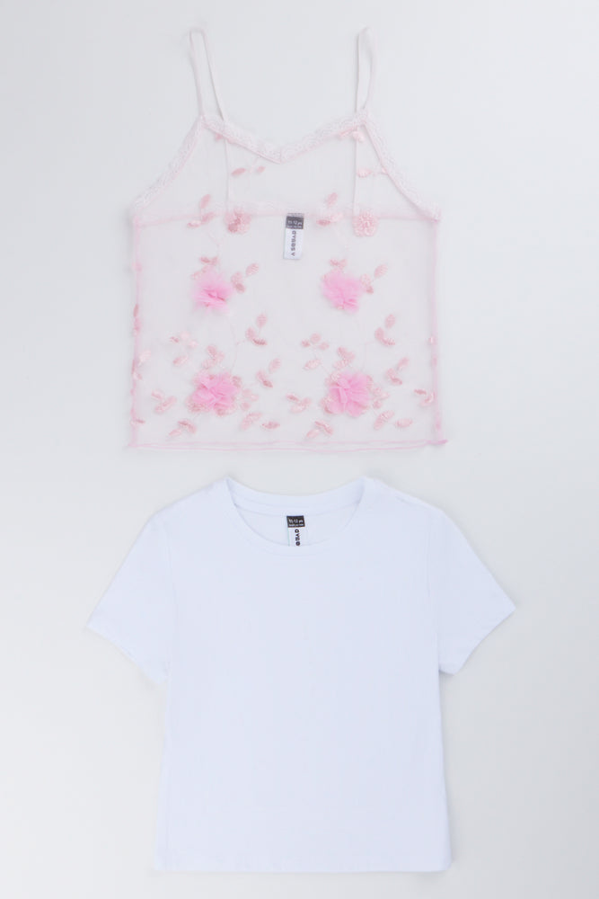 Floral Embroidered Layered Top (3)