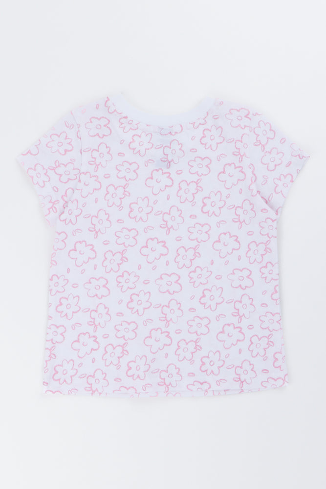 White Daisy Print T-Shirt (2)