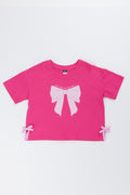 Cerise Bow Detail Boxy T-Shirt