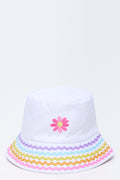 White Rainbow Embroidered Bucket Hat