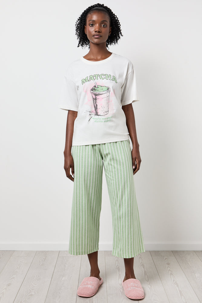 Matcha Graphic T-Shirt Capri Pyjamas