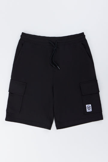 Black Knitted Cargo Shorts