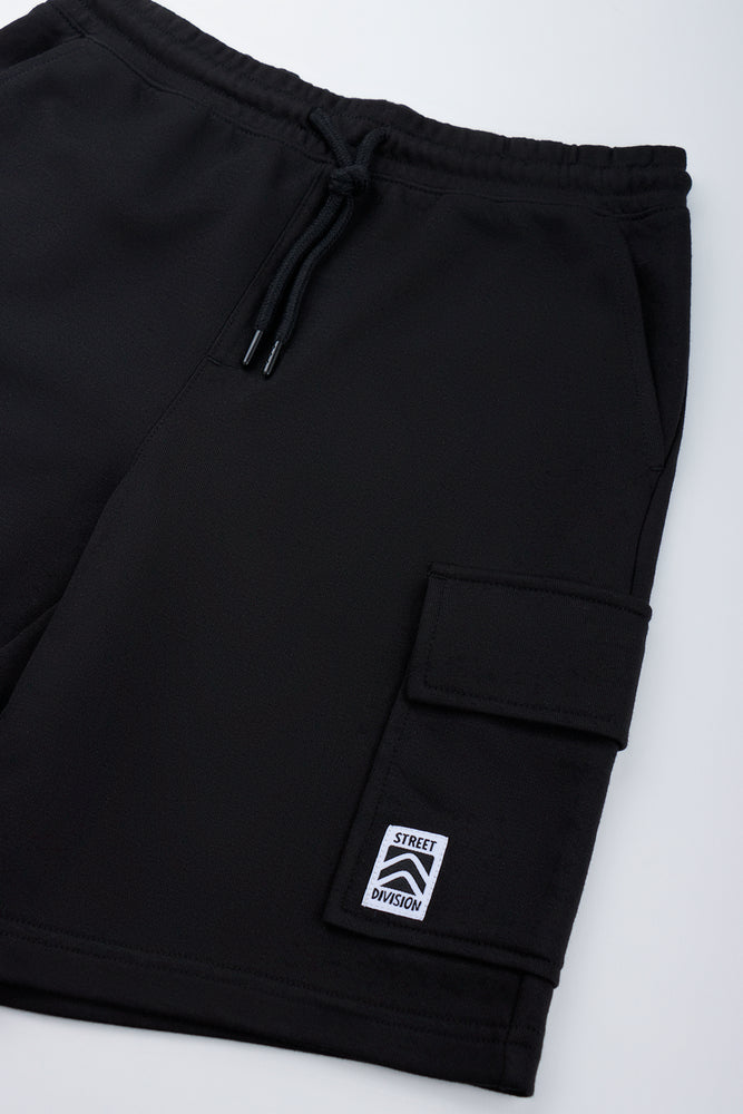 Black Knitted Cargo Shorts (1)