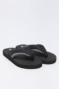 Black Embossed Padded Flip Flops
