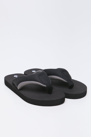 Black Embossed Padded Flip Flops