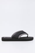 Black Embossed Padded Flip Flops (1)